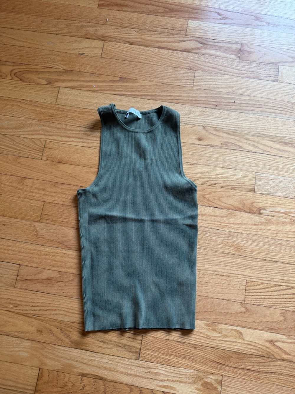 Zara Olive Ribbed Tank Top